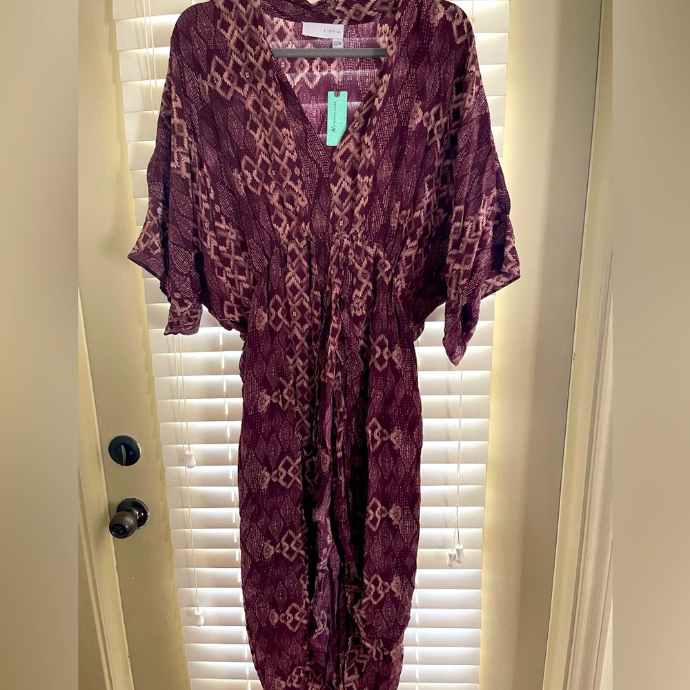 22W Printed Purple Anthropologie Dress NWT